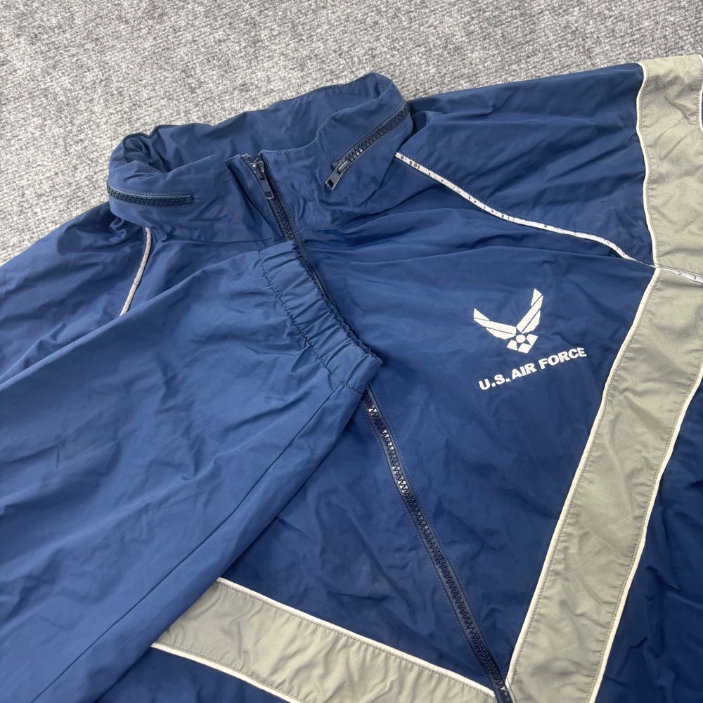 Skilcraft US Air Force PT Jacket XL‎ Blue Reflective V-Stripe Windbreaker Mens